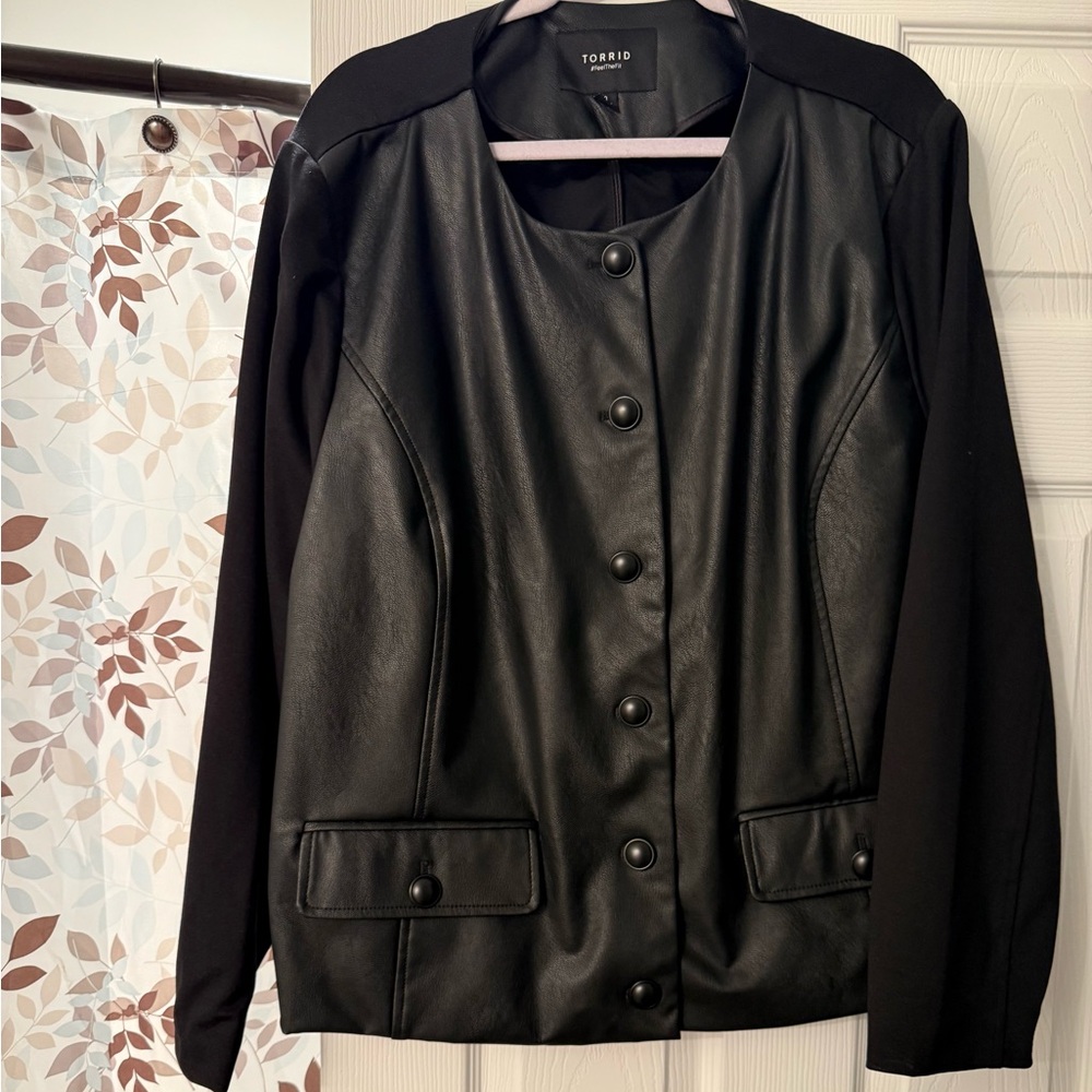Torrid Women's Black Faux Leather Jacket, size 3